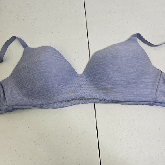 Victorias Secret Bra 34D No Wire Wireless Blue Heathered Padded Everyday Tshirt - Picture 1 of 9